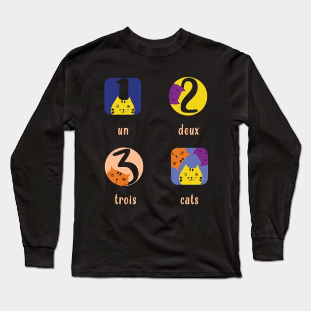 Un Deux Trois Cats Long Sleeve T-Shirt by ARTGUMY